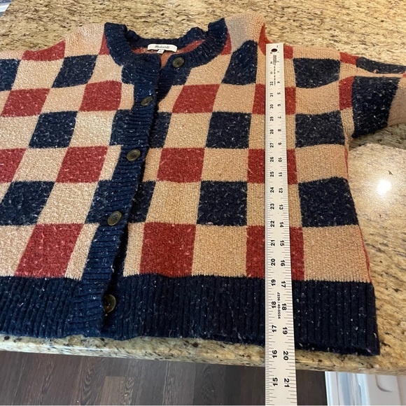 Madewell Red and Blue Checkered Cardigan size large funky 80s eclectic grandpa - Picture 8 of 8